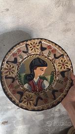 Piatto ceramica sarda vintage dipinto a mano,