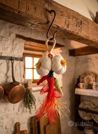Decorazione Cucina Uncinetto Aglio e Peperoncini