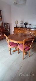 credenza con tavolo rotondo allungabile + 4 sedie