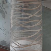 Vaso alto 70 in vetro bianco e tortora decorato