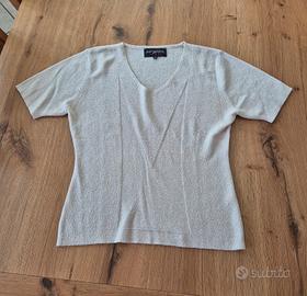 T shirt scollo v beige TG M