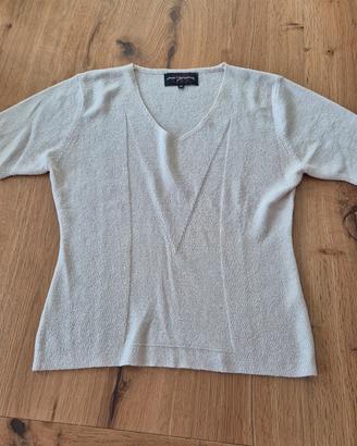 T shirt scollo v beige TG M