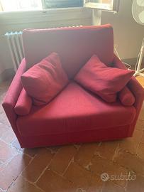 Poltrona letto singolo rossa sfoderabile