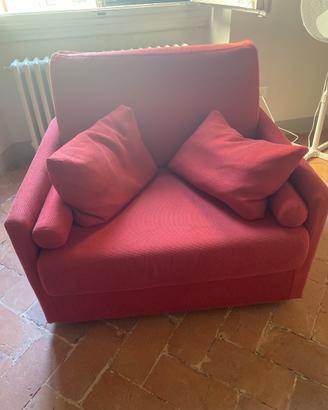Poltrona letto singolo rossa sfoderabile