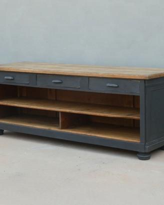 Bancone laccato Shabby Chic con top in castagno