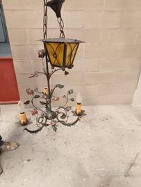 Lampadario ferro battuto e plafoniera