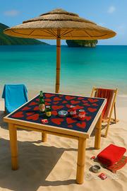 TAVOLO IN RESINA cuori di legno rossi solo ripiano