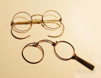 Occhiali stanghette a molla e pinz nez vintage Abbigliamento e