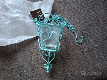 vasetto in vetro con porta vaso da appendere