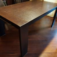 Tavolo legno massello + 4 sedie cuoio