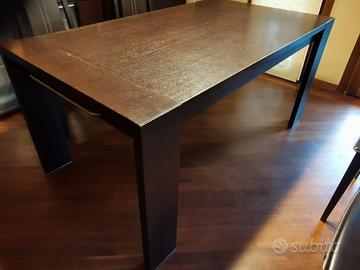 Tavolo legno massello + 4 sedie cuoio