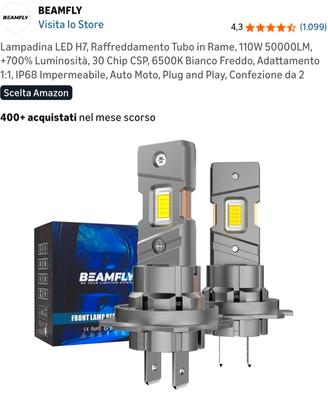 Lampadine Led H7 Beamfly 110w 50000 lumen 6500k