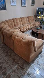 Divano angolare modulare vintage in velluto,