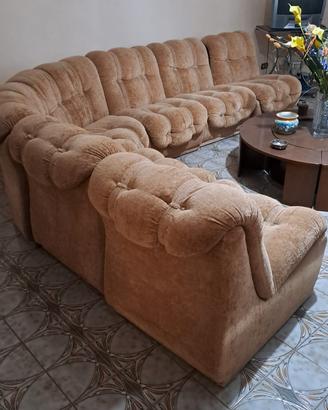 Divano angolare modulare vintage in velluto,