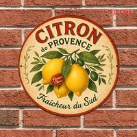 Insegna vintage tonda con limoni del sud