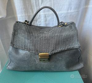 Borsa a mano vera pelle grigia
