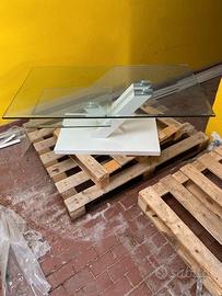 tavolino in vetro con doppio ripiano