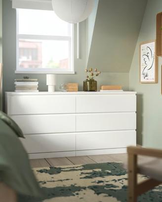 MALM Cassettiera con 6 cassetti, bianco, 160x78 cm