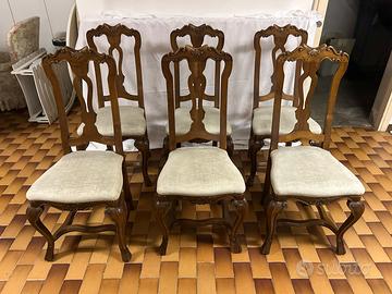 Sedie da pranzo con schienale in stule neoclassico