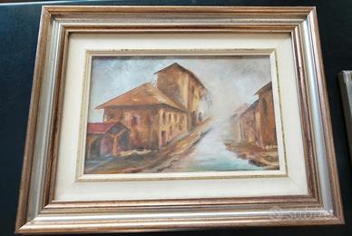 Quadro impressionista paesaggio rurale