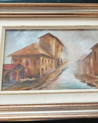 Quadro impressionista paesaggio rurale