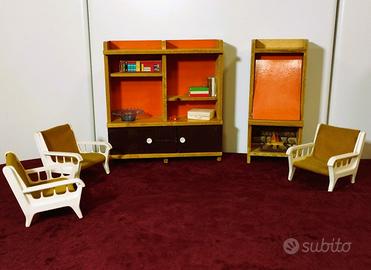 Mobili vintage legno casa delle bambole salotto