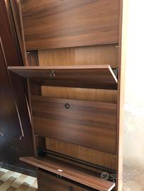 SCARPIERA A 5 SPORTELLI IN LEGNO LAMIN. COLOR NOCE