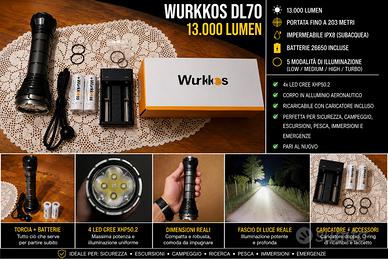  wurkkos DL70 13000 Lumen - Torcia LED Subacquea 