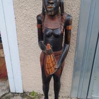 GRANDE STATUA IN MOGANO MASSELLO VINTAGE DONNA 