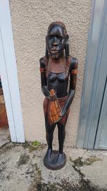 GRANDE STATUA IN MOGANO MASSELLO VINTAGE DONNA 