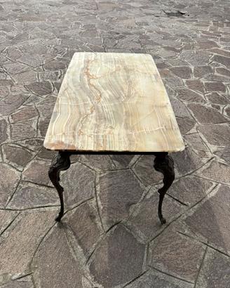 Tavolino onice ambrato gambe bronzo anni ’60