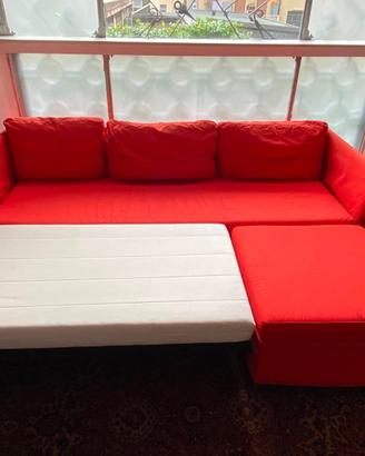 Divano letto matrimoniale, 3 posti, con puff