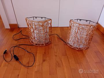 2 lampade da comodino o da muro in vimini