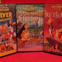 3 vhs Disney:  Pocahontas, Re Leone, Oliver & C.