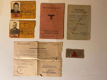 Lotto documenti originali WWII Germania-Passaporto