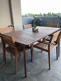 Set tavolo da esterno allungabile + 6 sedie
