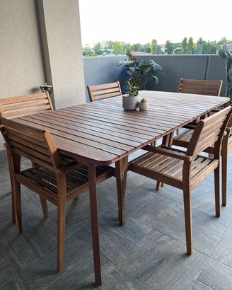 Set tavolo da esterno allungabile + 6 sedie