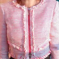 Giacca coprispalla corta donna bianca rossa 42