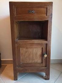 Comodino d'epoca in legno e marmo