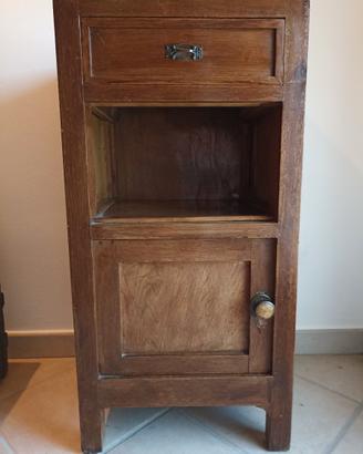 Comodino d'epoca in legno e marmo