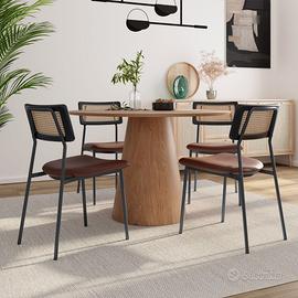 Set 4 Sedie Design Amira in Similpelle Marrone