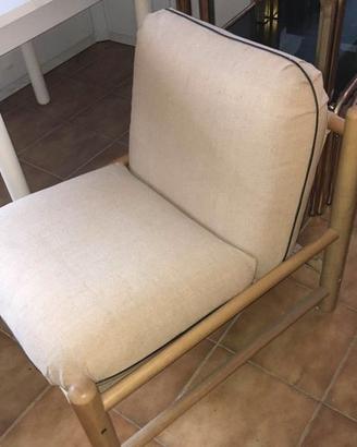 Poltrona vintage anni 70 in legno e juta