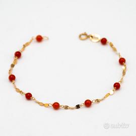 Bracciale in oro 9 kt con corallini rossi S.35