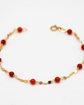 Bracciale in oro 9 kt con corallini rossi S.35