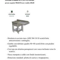 Lavatoio  acciaio inox a sbalzo
