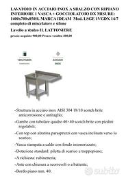 Lavatoio  acciaio inox a sbalzo