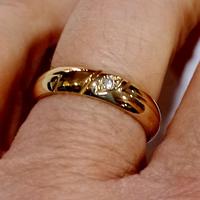 Fede con diamante in oro 18kt