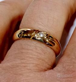 Fede con diamante in oro 18kt