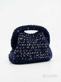 Borsa da Donna Clutch Pochette Blu in Lana