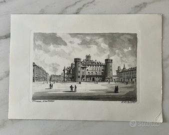 Stampa Piazza Castello Torino R. Rolando